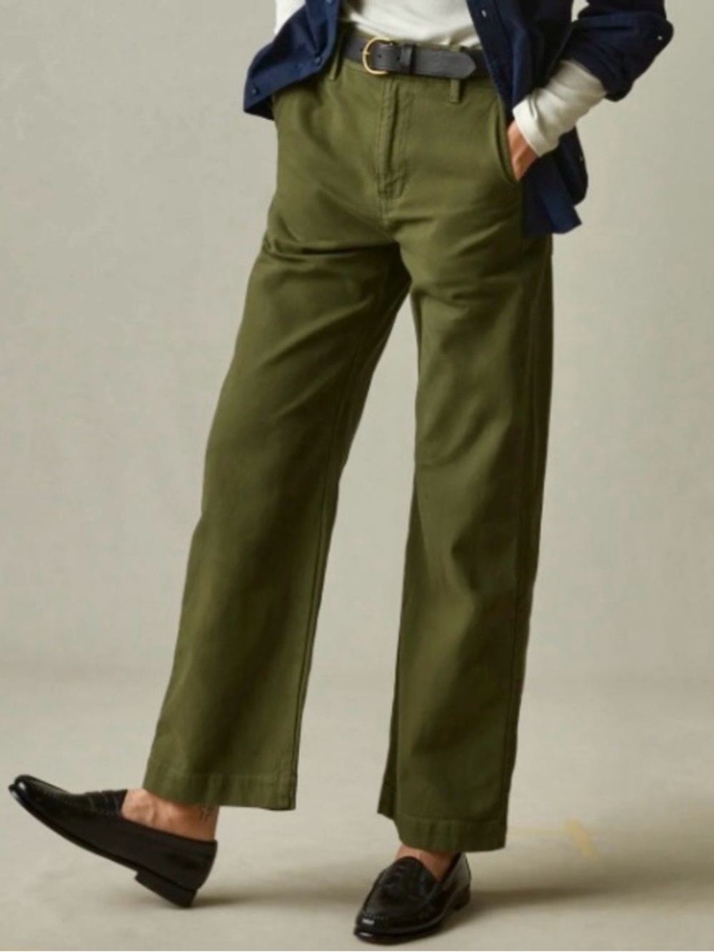 American Giant Women's Wide Leg Utility Pants In Green Sz.6 Preppy Casual Office